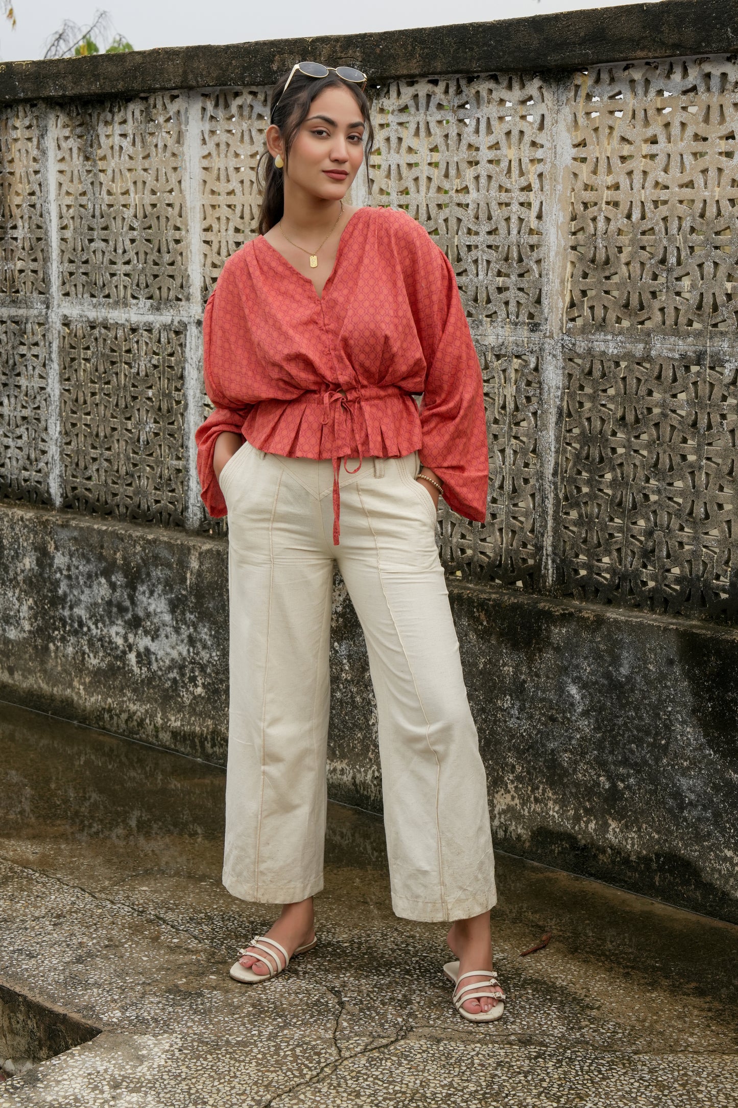 CLAY EMBER DRAWSTRING TOP