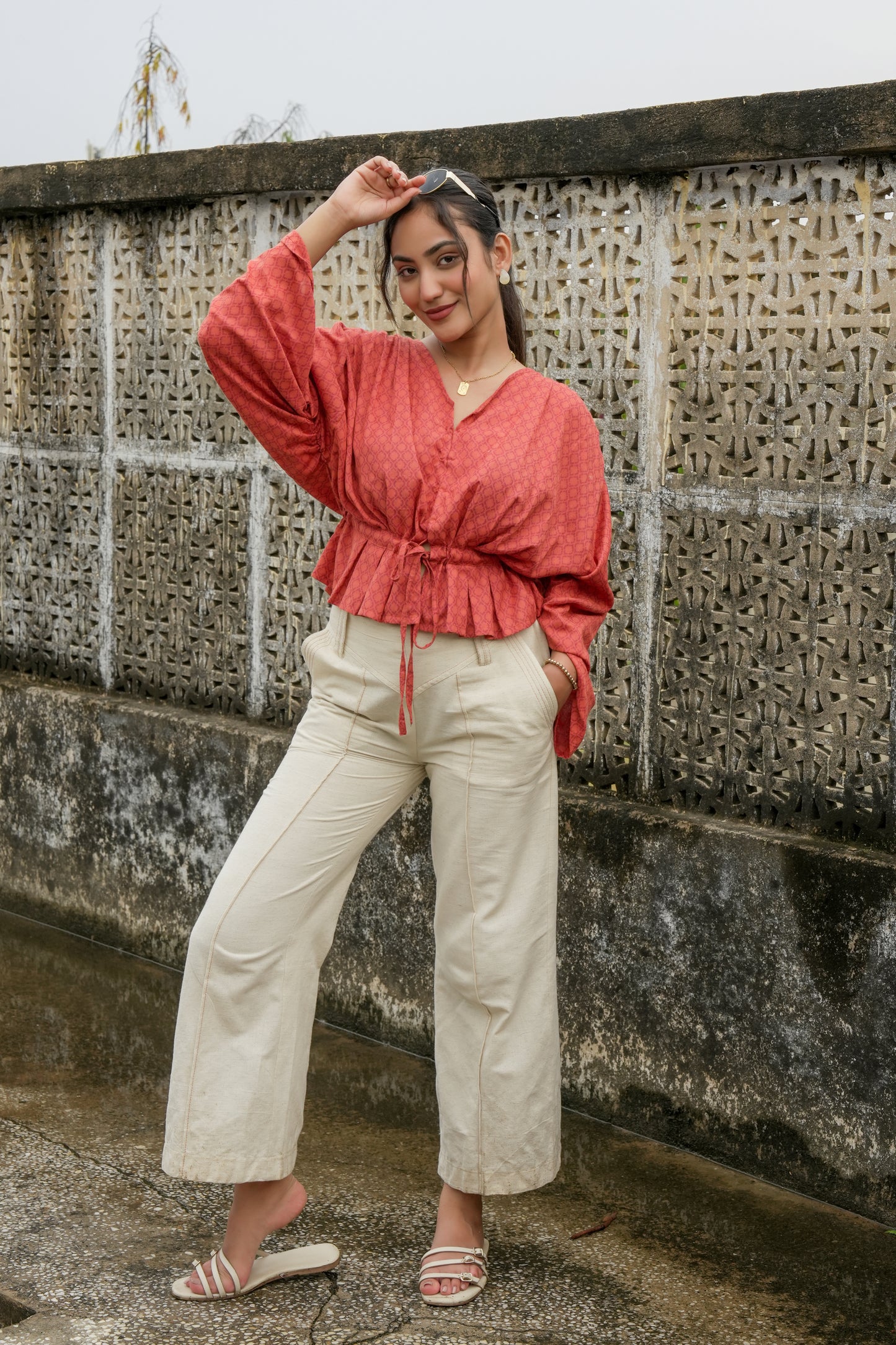CLAY EMBER DRAWSTRING TOP