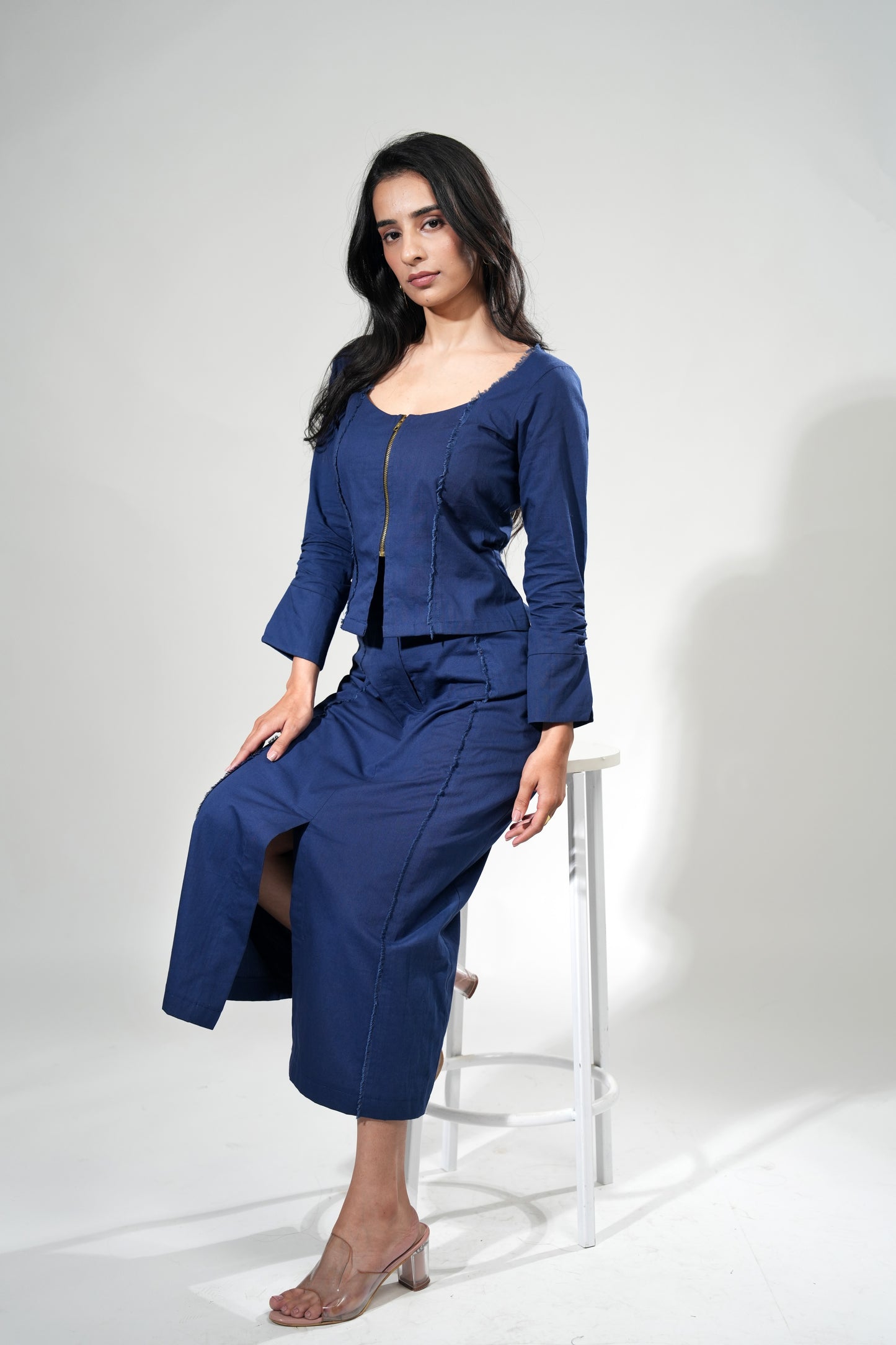 DENIM FRINGE SET